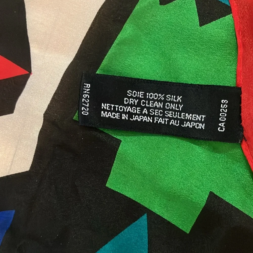 Vintage silk Oscar de la Renta Studio colorblock mod op art 80s 90s square scarf